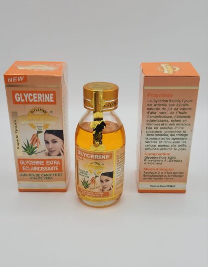 Glycérine Extra Éclaircissante RAPIDE 7 JOURS – Carotte & Aloe Vera 125ml