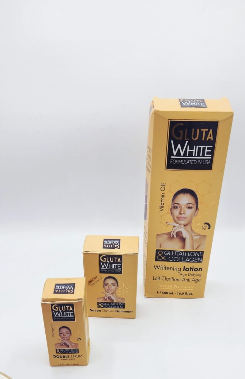GLUTA WHITE Éclaircissant Anti-Tache Lot 3 – Lait, Sérum, Savon - Image 3
