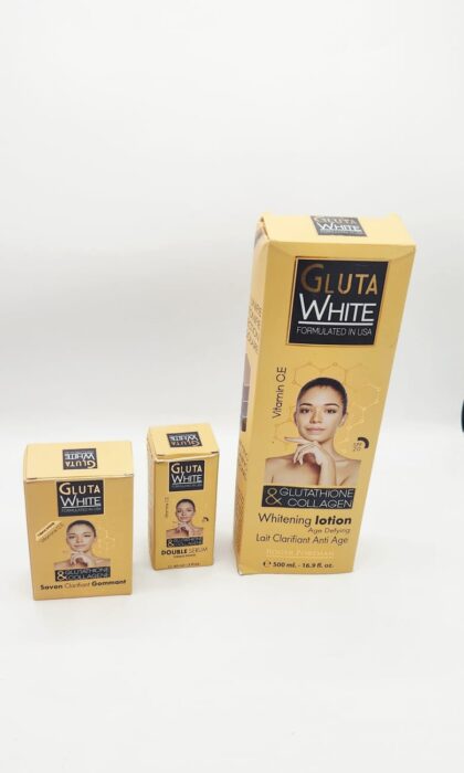 GLUTA WHITE Éclaircissant Anti-Tache Lot 3 – Lait, Sérum, Savon