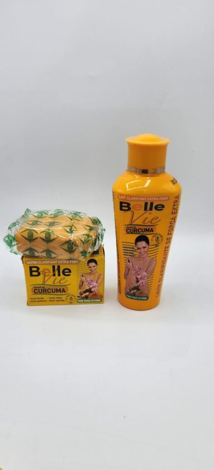 Duo Belle Vie Curcuma – Lait Éclaircissant 500g + Savon Clarifiant 225g