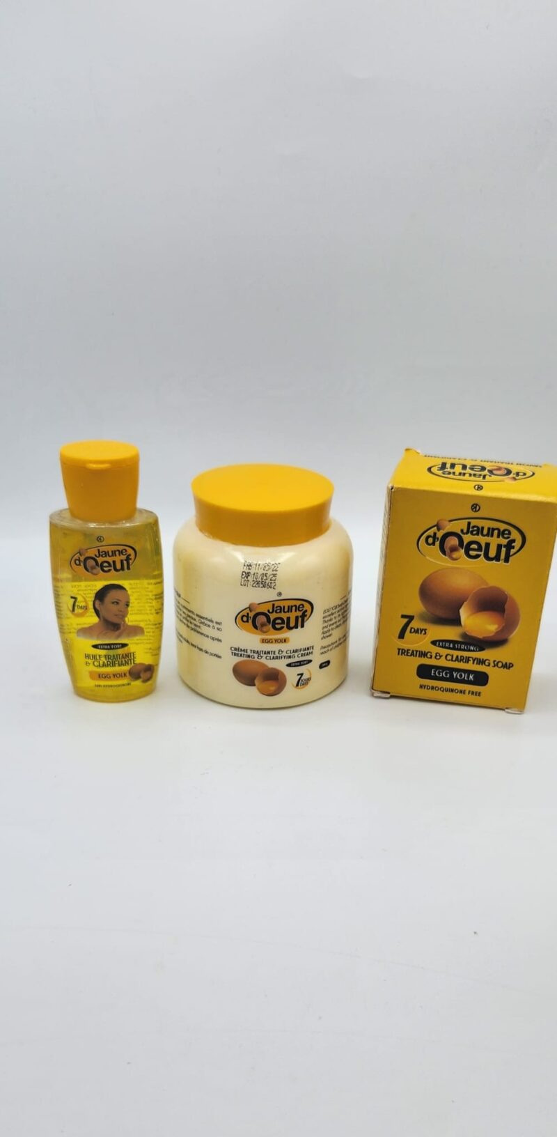 Trio Jaune d’Œuf Crème Savon Huile | Clarifiant Anti-Taches Peau Noire - Image 3