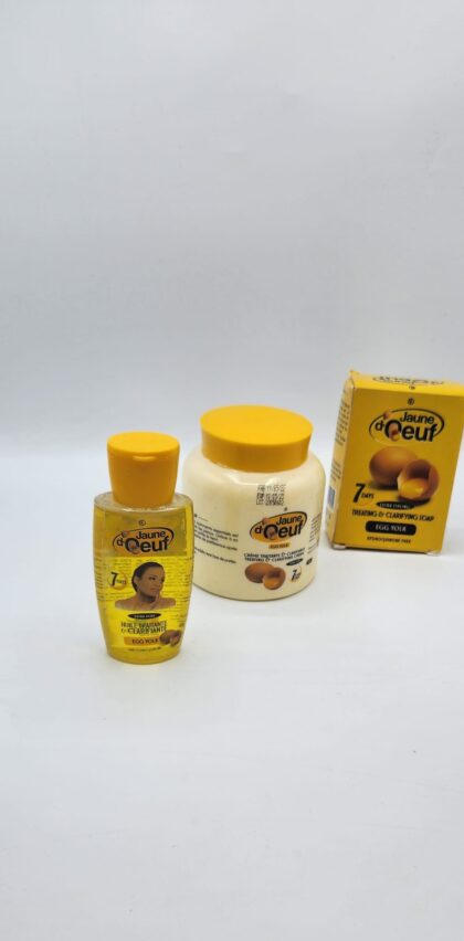 Trio Jaune d’Œuf Crème Savon Huile | Clarifiant Anti-Taches Peau Noire