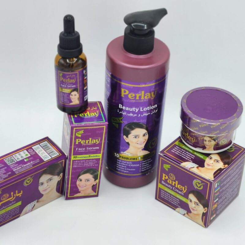 Gamme Perlay Beauty – Soin Éclaircissant Complet avec Lotion, Sérum, Crème Visage et Savon