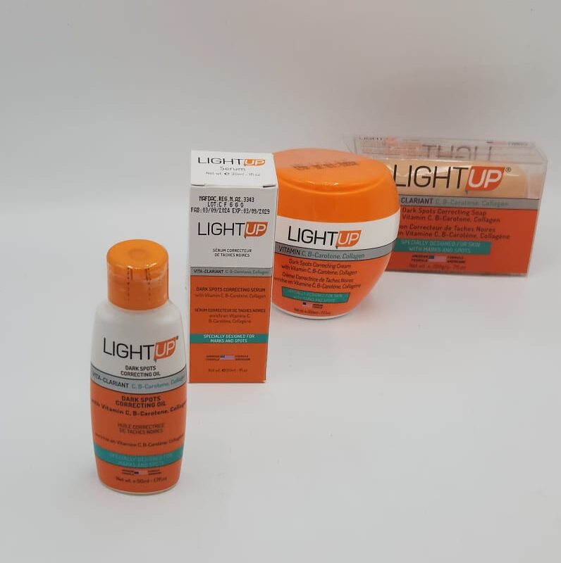 Gamme LIGHT UP – Crème, Savon, Sérum & Huile | Teint Éclatant & Zéro Taches