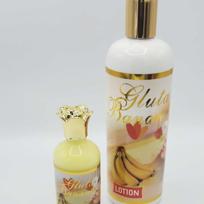 Gamme Gluta Banana Éclaircissante – Lotion & Sérum Anti-Taches à l’Acide Hyaluronique