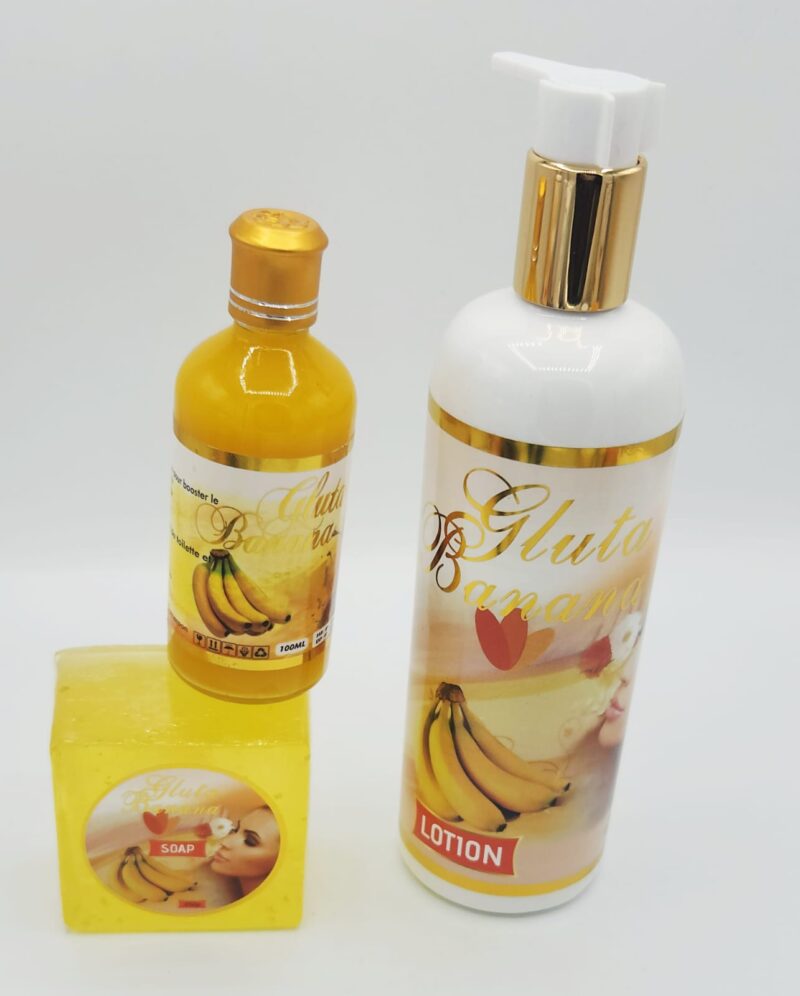 Gamme Gluta Banana Éclaircissante – Lotion, Sérum & Savon – Anti-Taches avec Acide Hyaluronique - Image 3