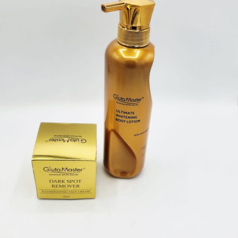 Gluta Master Terminal White – Lait + Crème Visage Éclaircissante Anti-Taches – Teint Métissé & Tous Types de Peau (2x1)