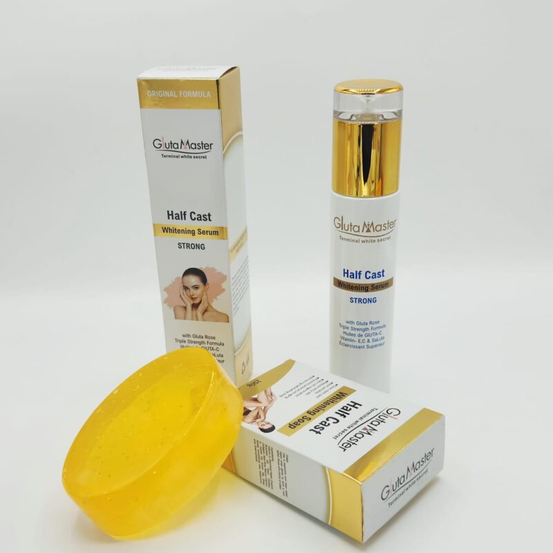 Sérum & Savon Gluta Master Half Cast – Terminal White Super Éclaircissant – Glutathion & Collagène – 2PCS