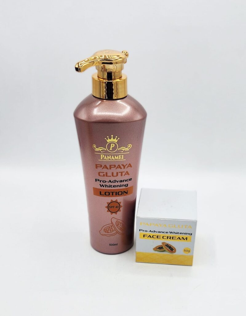 Duo Lait Crème Visage Papaye - Set 2 Pièces Gluta Pro Advance Ultra Blanchissant Anti-Imperfections