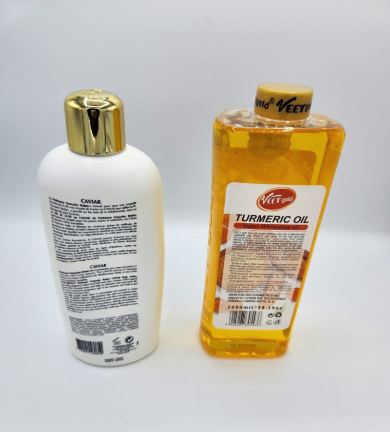 Huile Turmeric Ultra Éclaircissante – Duo VeetGold 100ml + Lait Françoise Bedon Carvia | Éclaircit Corps & Visage, Anti-Taches, Peau Lumineuse en 14 Jours - Image 4