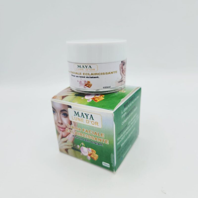 Crème Faciale Éclaircissante Lune d’Or – Maya 100ml | Éclaircit, Nourrit, Uniformise le Teint | Résultat Visible en 14 Jours, Peau Lumineuse et Douce