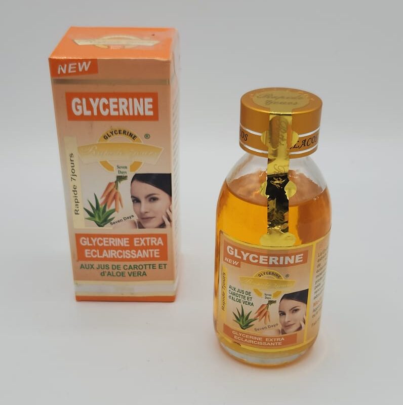 Glycérine Extra Éclaircissante Rapide 7 Jours – 125ml – Formule au Jus de Carotte & Aloe Vera pour un Teint Éclatant