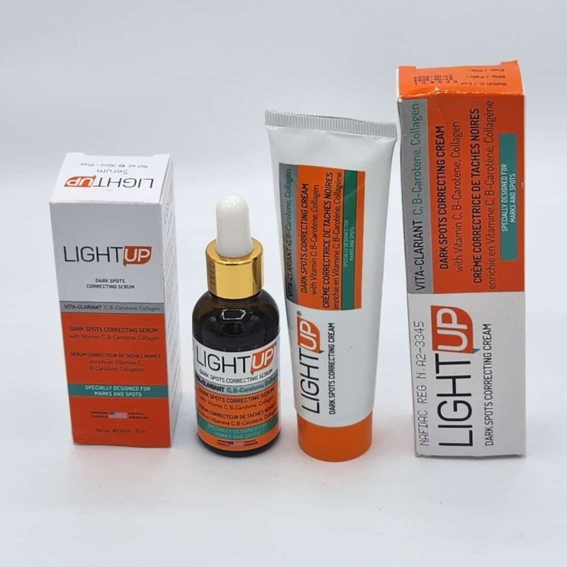 Duo Vita Light Up – Crème + Sérum Éclaircissant à la Vitamine C & Bêta-Carotène – Anti-Taches Noires – Résultats en 14 Jours