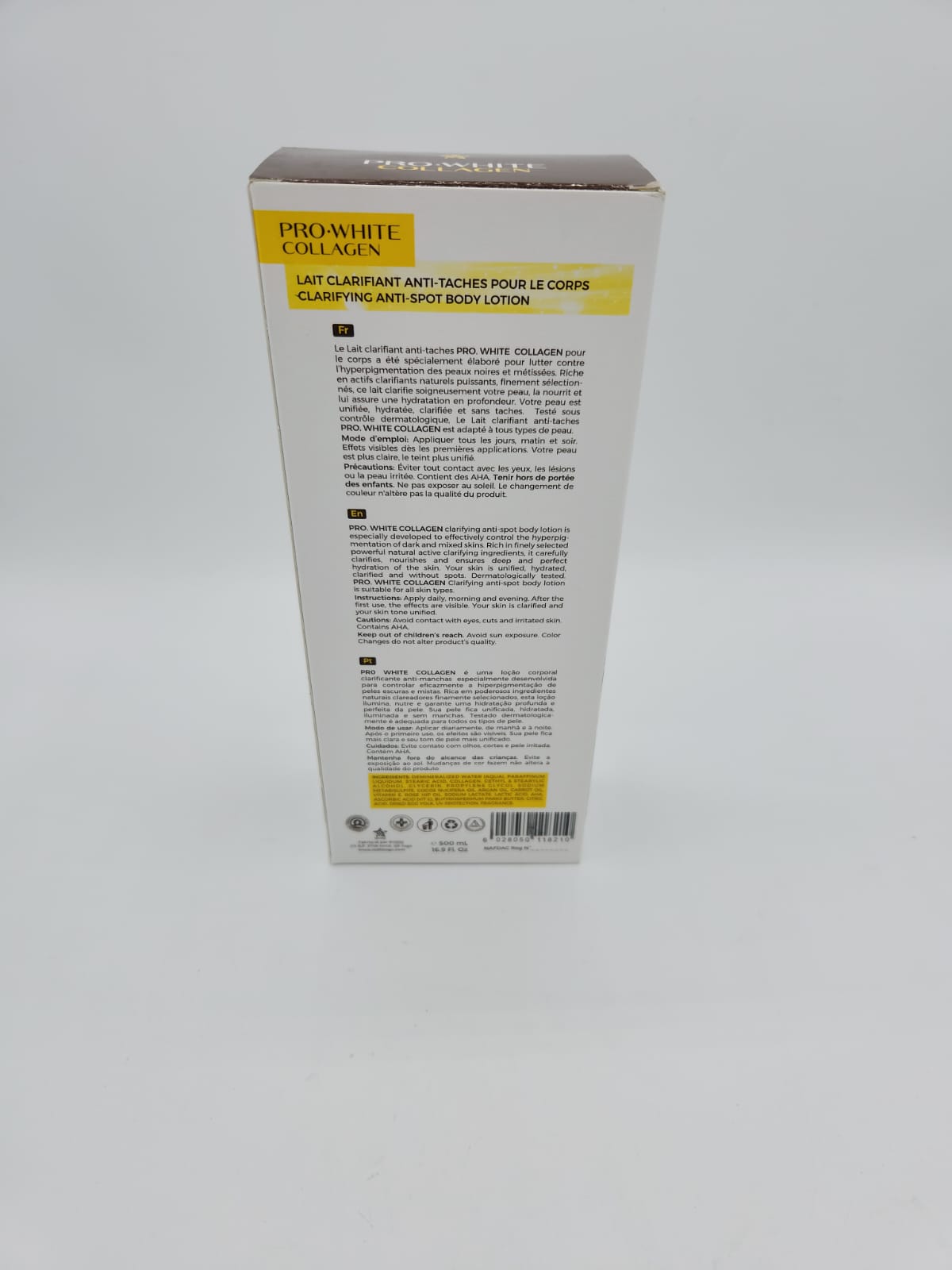 Lait PRO WHITE Collagène Concentré, Clarifiant & Beurre de Karité 500ml - Image 5