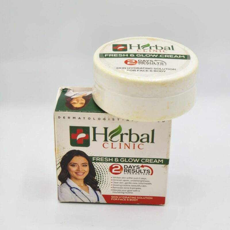 Crème Herbal Clinic Fresh & Glow – Rafraîchissante et Illuminante – Soin Éclat Immédiat – 50g