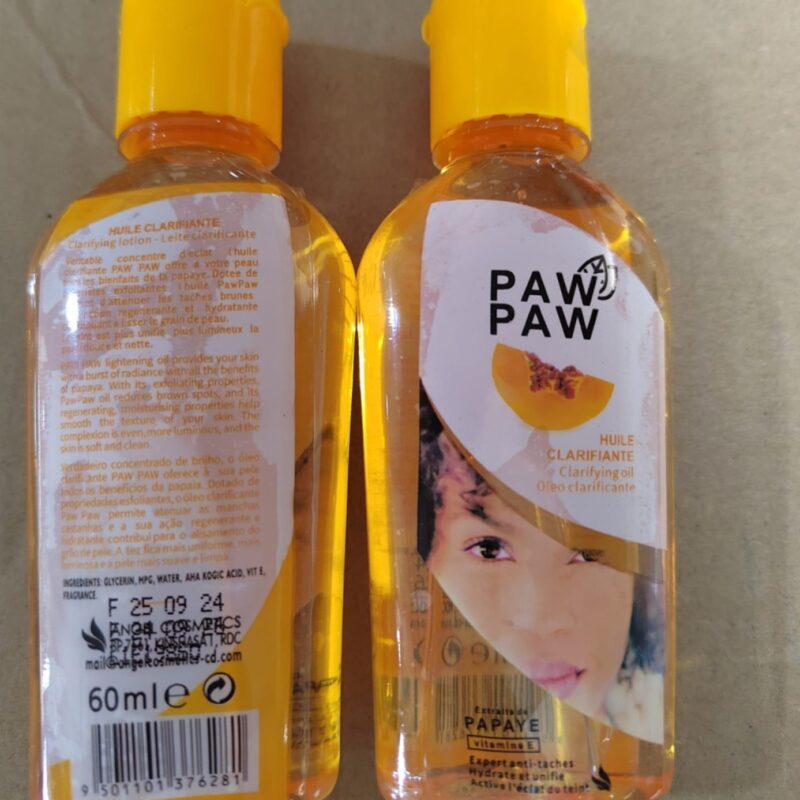 Huile Clarifiante Paw Paw – 2 Flacons de 60ml – Éclat Naturel & Unification du Teint à la Papaye