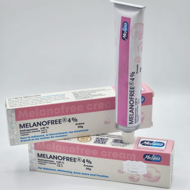 MELANO FREE 4%– Soin Anti-Pigmentation & Éclaircissant. Pour le Mélsma, Cicatrices, D'acné et les Taches de Rousseur;  30g