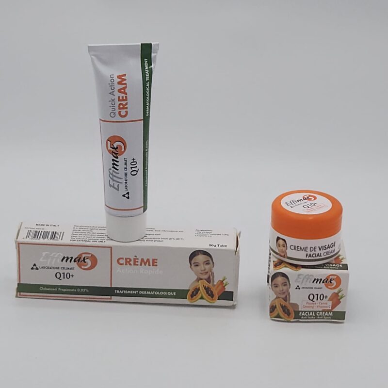 COMBO EFFIMAX PAPAYE CAROTTE VITAMINE C ULTRA ÉCLAIRCISSANT CREME VISAGE ET CREME ACTION RAPID. 50g
