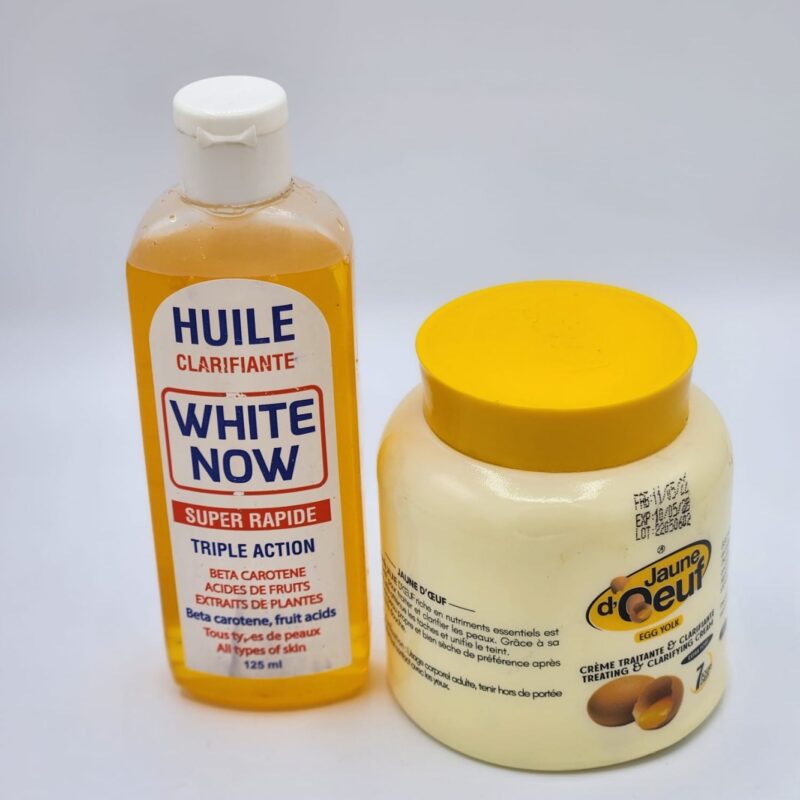 DUO  HUILE WHITE NOW ET LA CREME JAUNE D'OEUF
