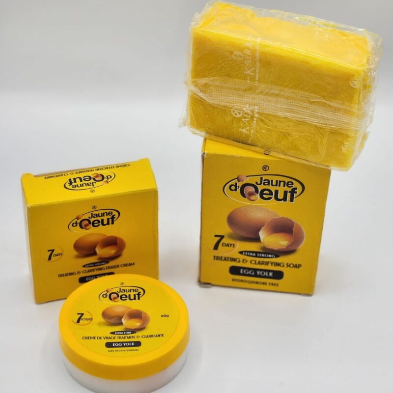 DUO SAVON JAUNE D'ŒUF ET CRÈME DE VISAGE JAUNE D'OEUF.