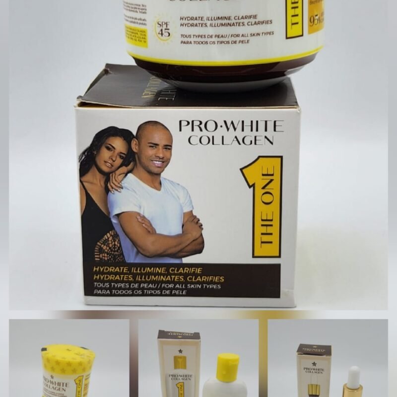 GAMME PRO WHITE COLLAGEN .  Creme Pot, Visage, Huile et Serum Clarifiant et Hydratant.