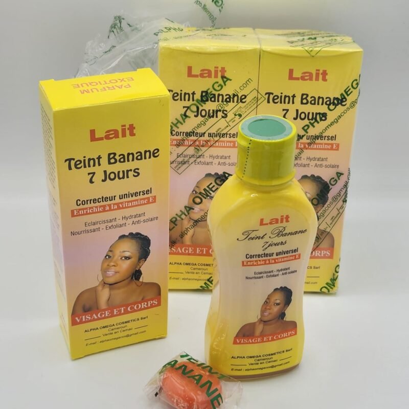 LOT DE 2 LAIT TEINT BANANE 7 JOURS CORRECTEUR UNIVERSEL EFFICACE CONTRE TACHES, BOUTONS ET VERGETURES 2X250ML