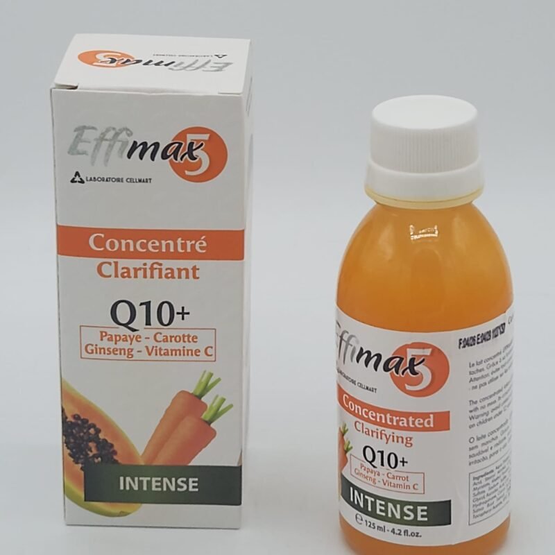 LOT DE DEUX EFFIMAX 5 SÉRUM CONCENTRÉ CLARIFIANT Q10+ CAROTTE PAPAYE VITAMINE C GINSENG ULTRA ÉCLAIRCISSANT 125ML X2