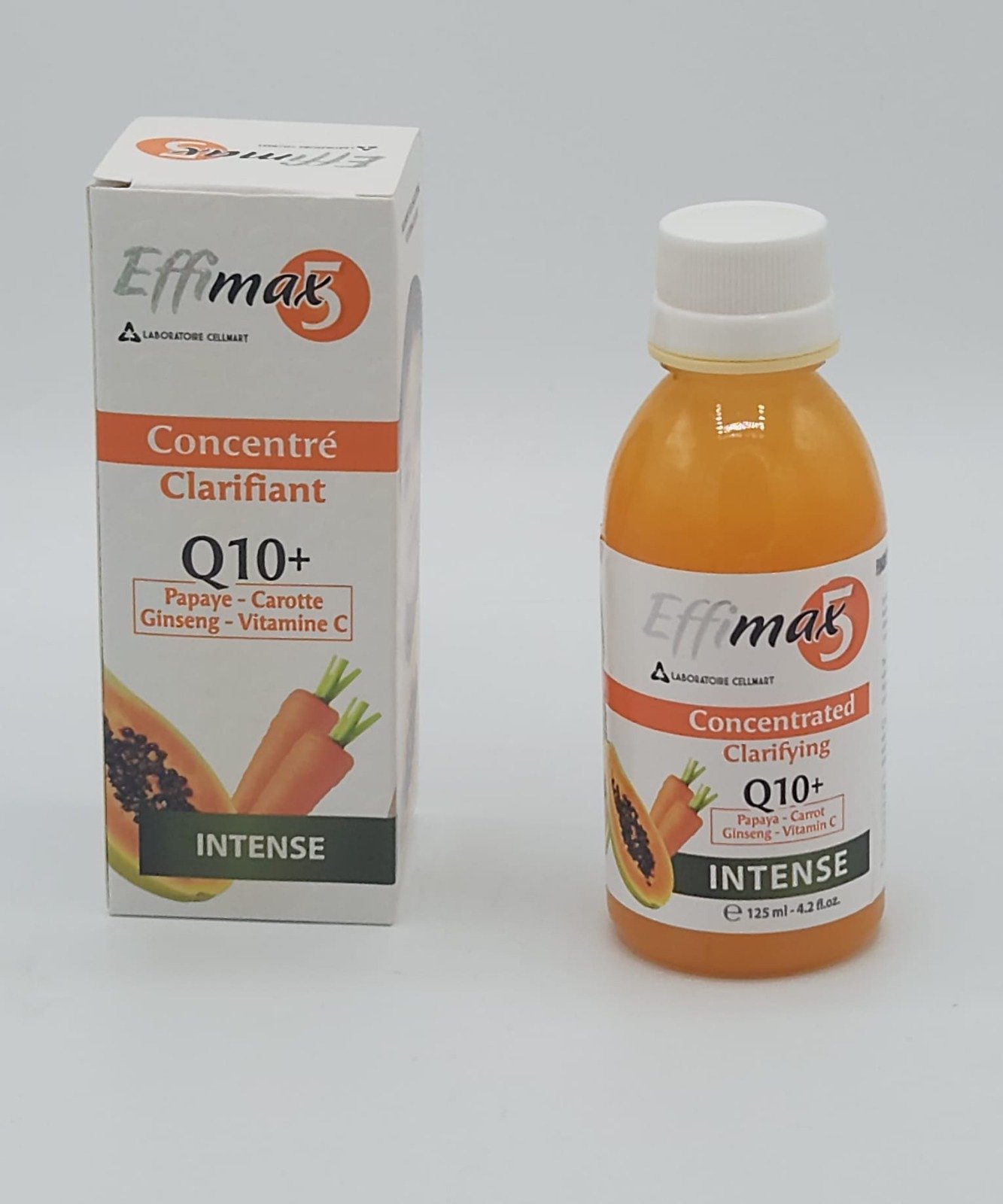 EFFIMAX 5 CONCENTRÉ CLARIFIANT Q10+ INTENSE PAPAYE CAROTTE GINSENG VITAMINE C 125ML