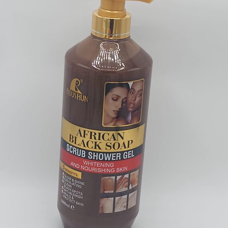 ROUSHUN AFRICAN BLACK SOAP SCRUB SHOWER GEL GEL DOUCHE GOMMANT 1000ML